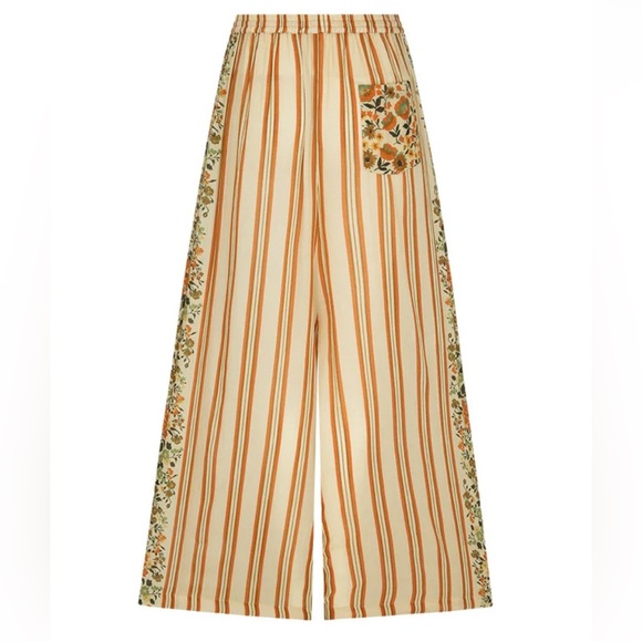 Spell Impala Lily Pants in Gold floral stripes Comfortable Comfy Vacation XL - Picture 2 of 15